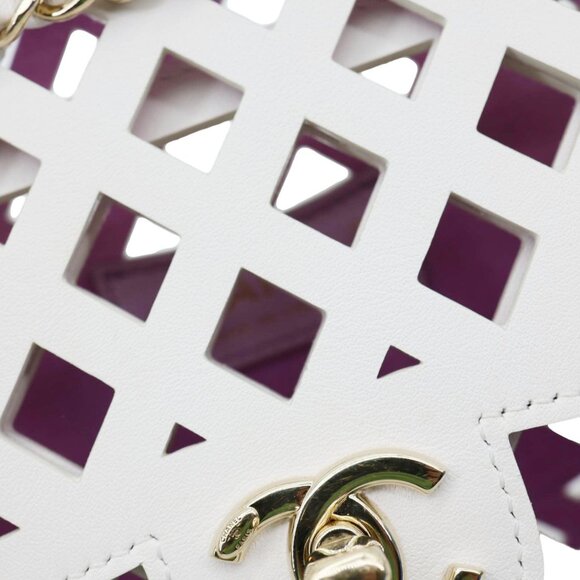 Chanel  See Through Flap Small Lambskin Leather Shoulder Bag White - Picture 12 of 14